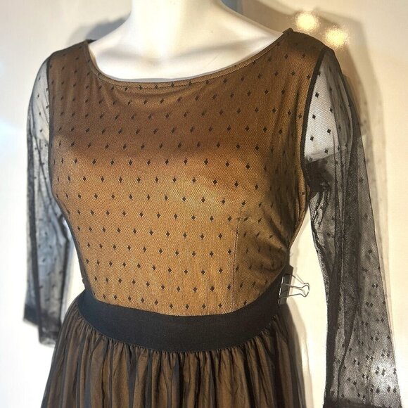 Miusol NWT SZ XL Black Polka Dot Mesh Formal Maxi Prom Mother of the Bride Black - Picture 5 of 15